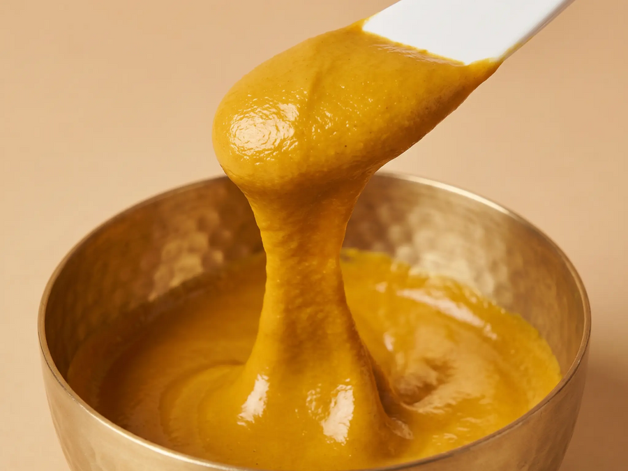 Step 3: Mix — creamy paste in the brass bowl