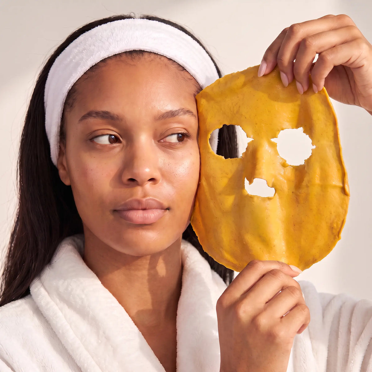 The set mask peeled away in one flexible piece
