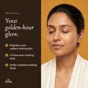 Your golden-hour glow: brighter, more radiant-looking skin, a more even-looking tone, softer hydrated-feeling finish